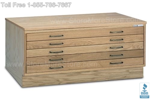 wood flat file cabinets storing architectural plan drawings