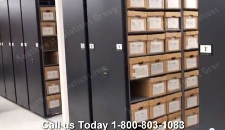 high capcity shelving with two access aisles designed for box storage