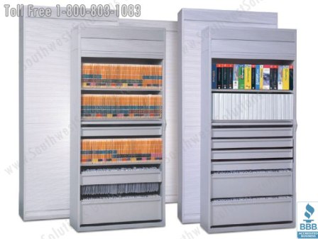 variety of slim case lateral storage cabinets with rollup security doors