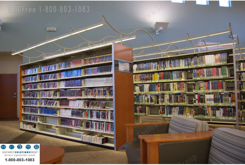 led lights on static and mobile bookstacks are easy to install