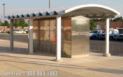 outdoor stainless steel lockers storing police department hazardous and flammable material