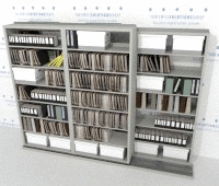 lateral rolling storage shelving units for record boxes