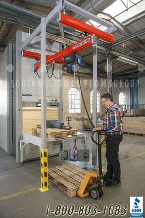 automated vertical storage lifts with integrated overhead crane