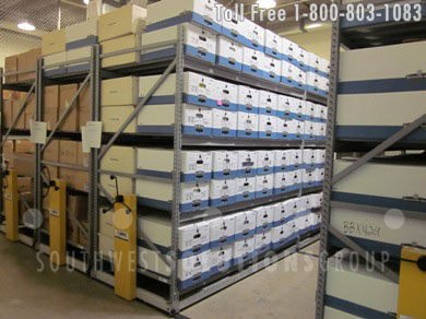 high density storage shelving units for storing record boxes