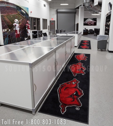 stainless steel casework table top in athletic facility