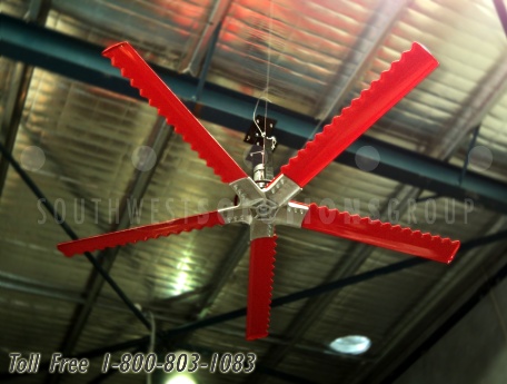 large diameter industrial fans cool & reduce warehouse heat & increase productivity