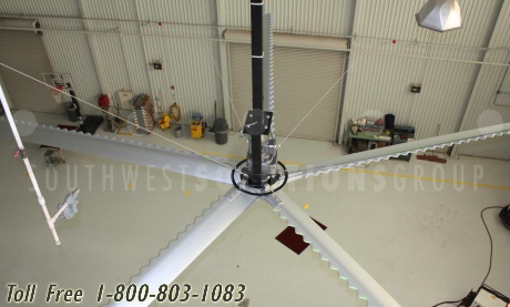 large diameter HVLS industrial overhead fans top view