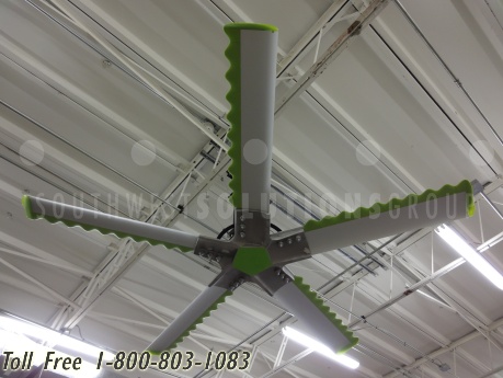 big overhead industrial fans for reducing heat & cooling stadiums gyms & sport venues