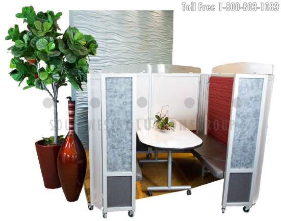 private booth for informal gatherings with privacy front panels