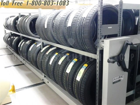 high density tire storage with mobile racks