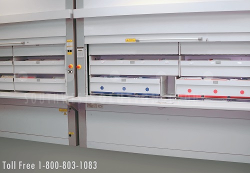 university's high density vertical filing machines