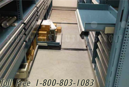 high density shelves for centralized parts and tool storage