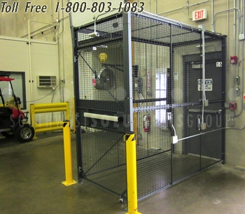 wire driver access cages contain warehouse visitors for improved security