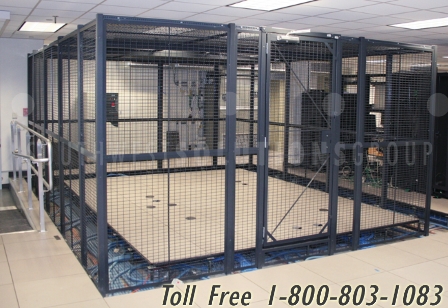 Wire server cages and partitions provide physical security for data centers