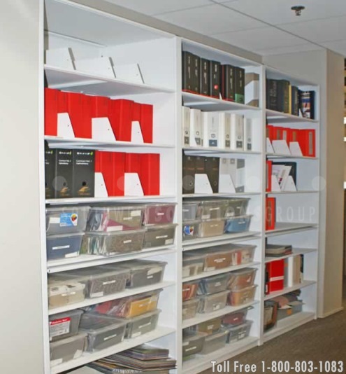4-post storage shelving in the sample library storing reference material
