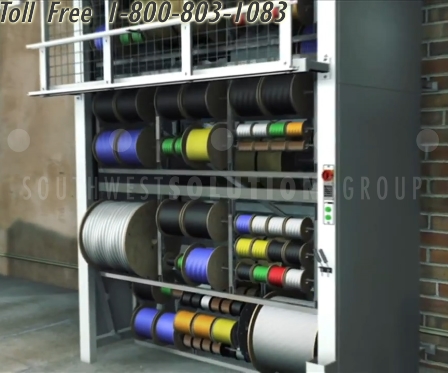 vertical wire spool carousels store & dispense reels of cables & spools of wire