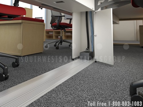 floor mounted wireways offer power and technology to open plan offices
