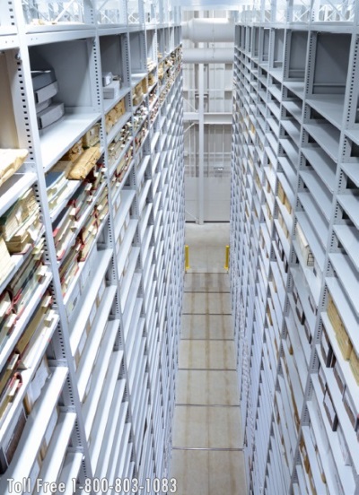 high bay mobile shelving storing the historical archives collection