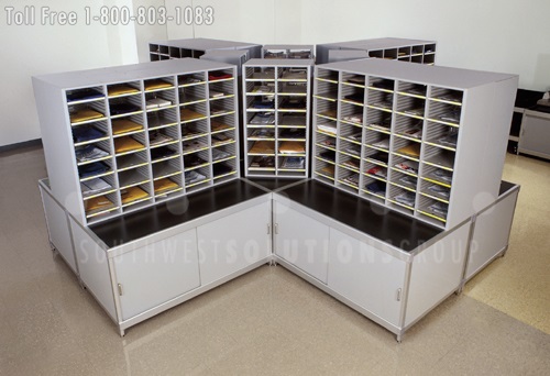 mail sorting station for office mailroom documents and mail