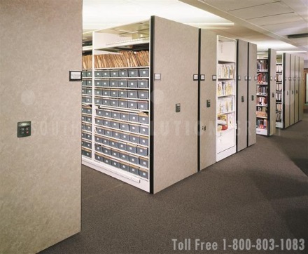 newsroom high density shelving stores newspaper resources
