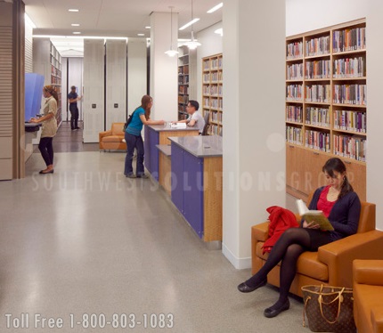 law school library consolidates storage in mobile shelving