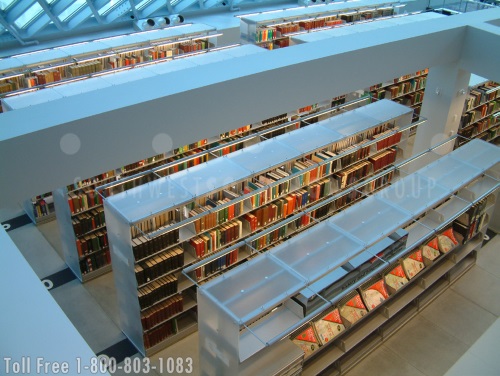 library cantilever shelving customized with canopy tops
