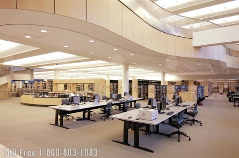 public library's custom cantilever shelving systems
