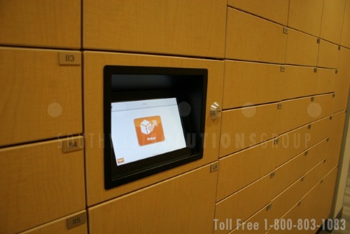 self-service package lockers touch screen interface