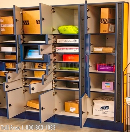 opened keyless self serve lockers in college campus dorms