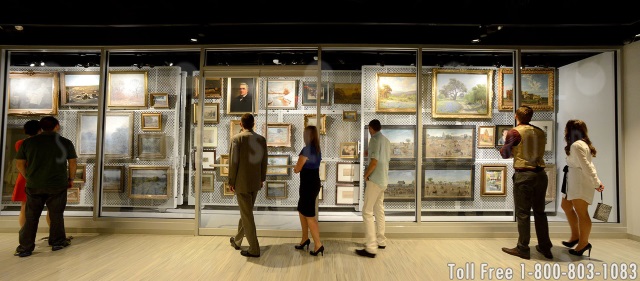 visible art racks to display the museum's historical collection