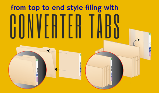 top-tab folder converter for an end-tab filing system