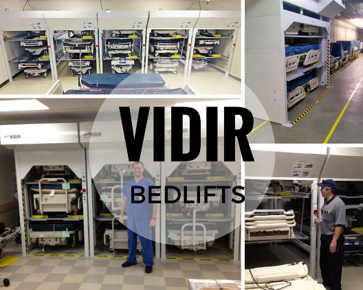 vidir bedlifts storing hospital beds and stretchers