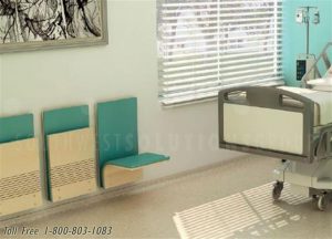 wall-mounted cantilever seats in patient room