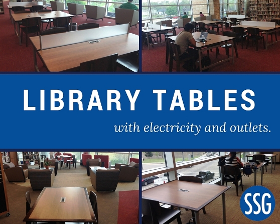 library tables furniture with electrical outlets