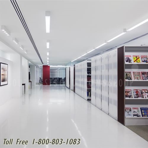 law library sleek contemporary high density shelving