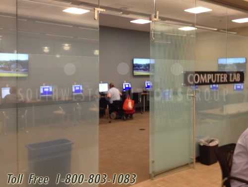 library computer lab glass modular wall tables