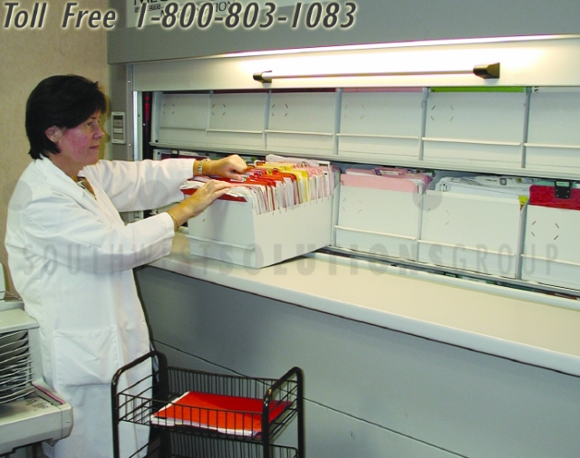 Electric Lateral Filing System Stores Patient Medical Records & Charts