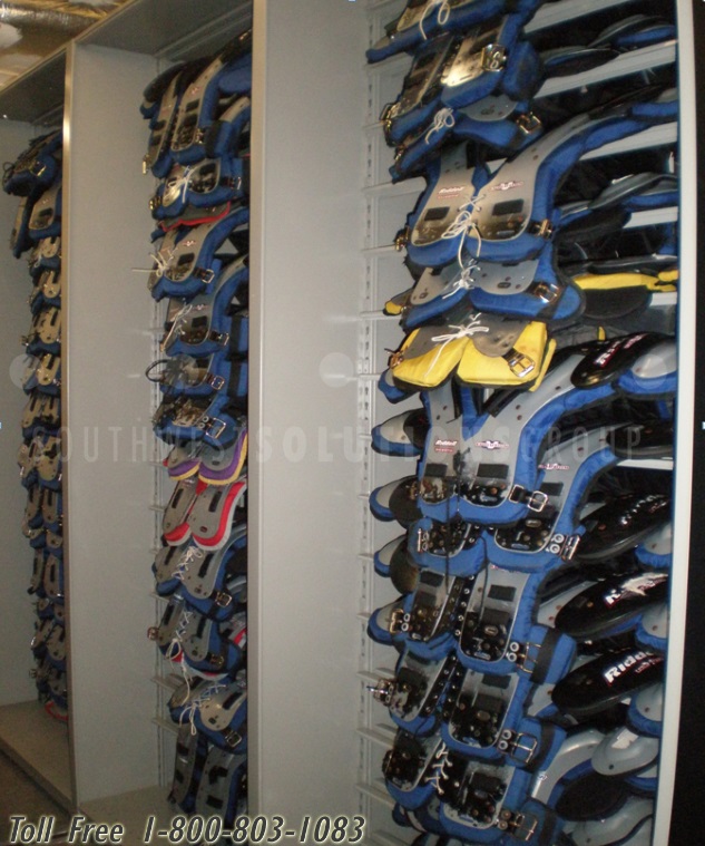 Sports Equipment HighDensity Mobile Shelving Athletic Gear storage