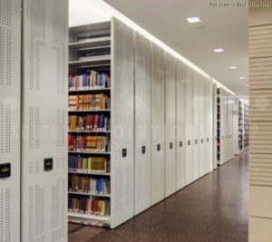 cantilever shelves on powered high density system