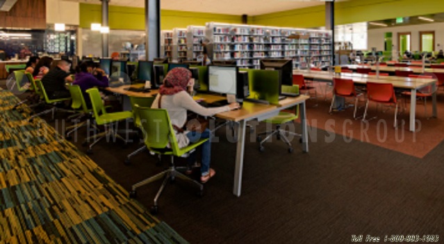 used to transform space into modern library hub for campus