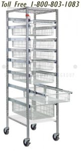medical supply tray basket storage system