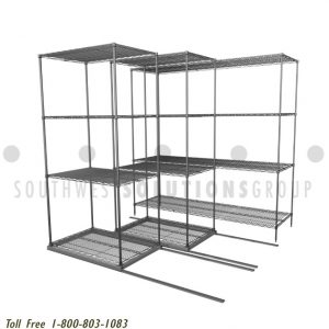 lateral sideways rail sliding shelves