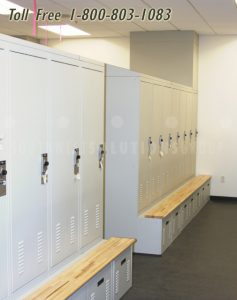 police gear lockers with bench drawer