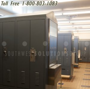 sloped tops lockers shelves