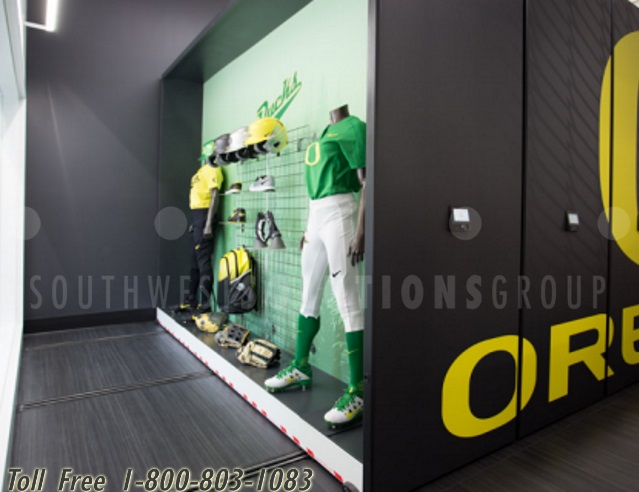 team uniform and gear display shelving