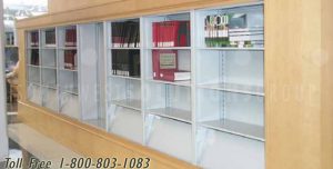 multi tiered library common area shelving for storing reference book material