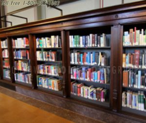 wooden library book cubbies