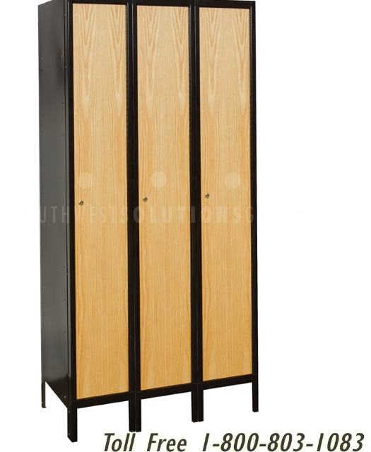 Hybrid Wardrobe Storage Lockers Metal Frames & Wood Oak Key Locking Access Doors