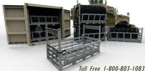 caged military warehouse wheel storage racks