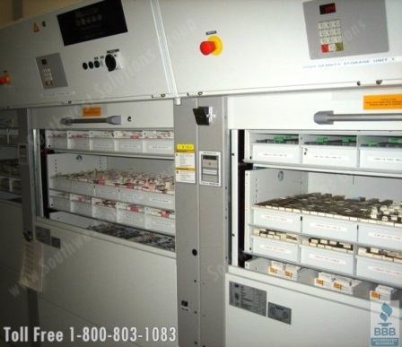 glass slides stored in vertical carousels for high density storage